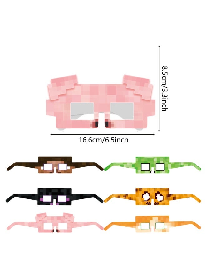 6 Paper Party Glasses for Role-Playing, Minecraft Birthday Party Supplies, Home Decoration, Birthday Event Art, Photo Props, etc.